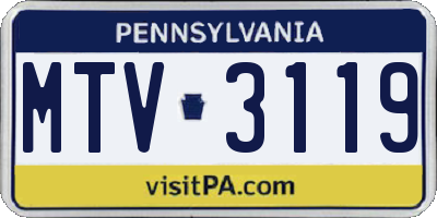 PA license plate MTV3119