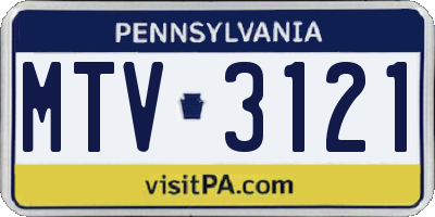 PA license plate MTV3121