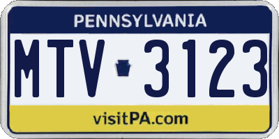 PA license plate MTV3123