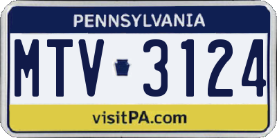 PA license plate MTV3124
