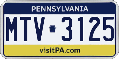 PA license plate MTV3125