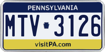PA license plate MTV3126