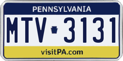 PA license plate MTV3131