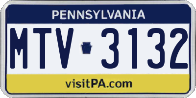 PA license plate MTV3132