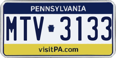 PA license plate MTV3133