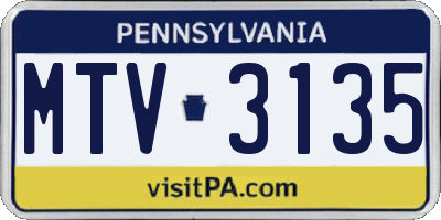 PA license plate MTV3135