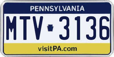 PA license plate MTV3136
