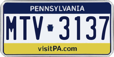PA license plate MTV3137