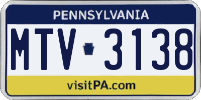 PA license plate MTV3138