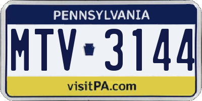 PA license plate MTV3144