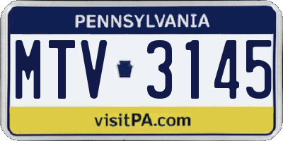PA license plate MTV3145