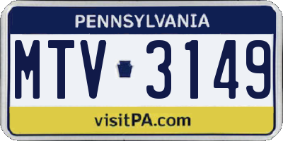 PA license plate MTV3149