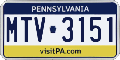 PA license plate MTV3151