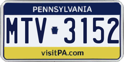 PA license plate MTV3152