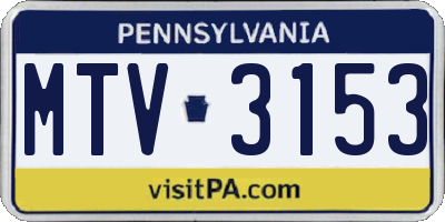 PA license plate MTV3153