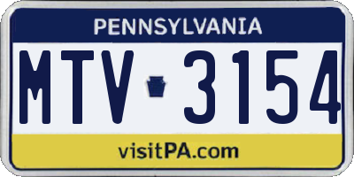 PA license plate MTV3154