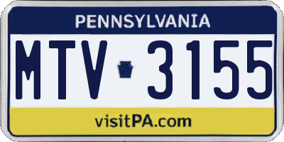 PA license plate MTV3155