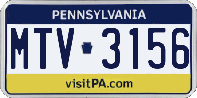 PA license plate MTV3156