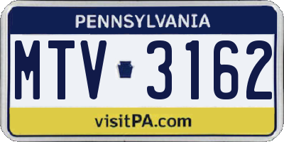 PA license plate MTV3162