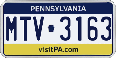 PA license plate MTV3163