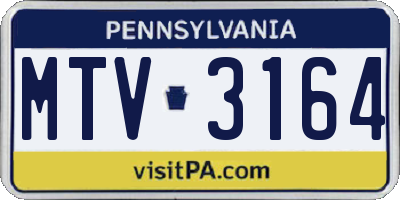 PA license plate MTV3164