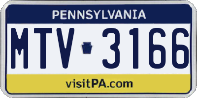PA license plate MTV3166