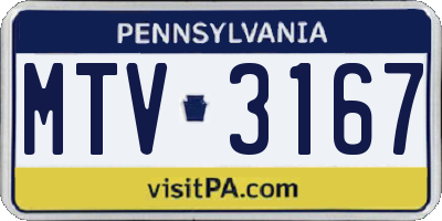 PA license plate MTV3167