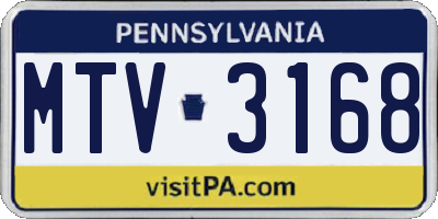 PA license plate MTV3168