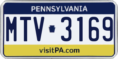 PA license plate MTV3169