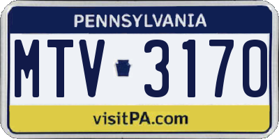PA license plate MTV3170