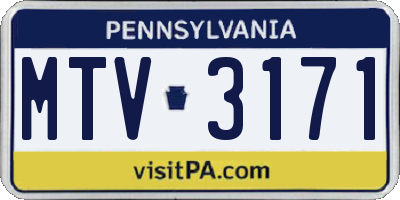 PA license plate MTV3171