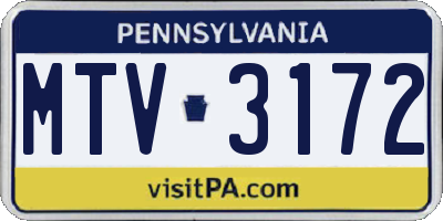 PA license plate MTV3172