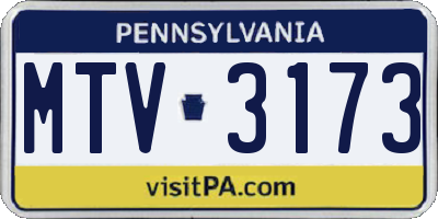 PA license plate MTV3173