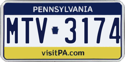PA license plate MTV3174