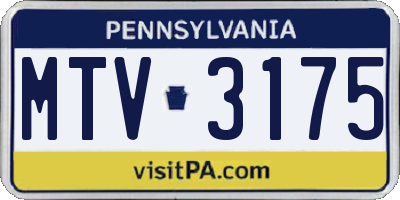 PA license plate MTV3175