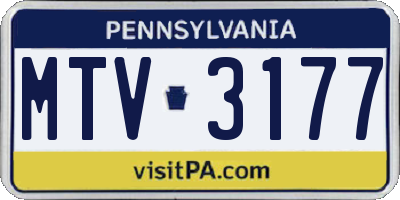 PA license plate MTV3177