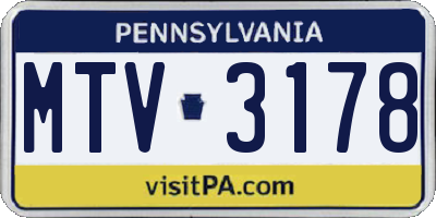 PA license plate MTV3178