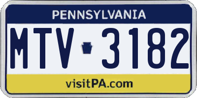 PA license plate MTV3182