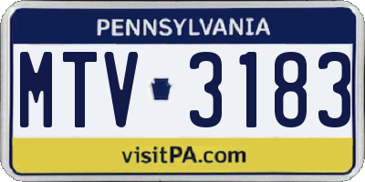 PA license plate MTV3183