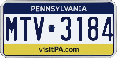 PA license plate MTV3184