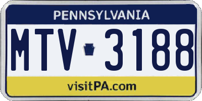 PA license plate MTV3188