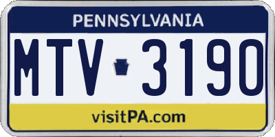 PA license plate MTV3190