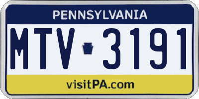 PA license plate MTV3191