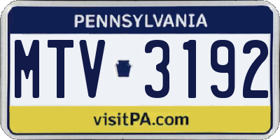 PA license plate MTV3192