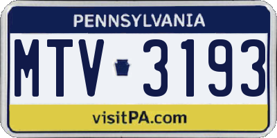 PA license plate MTV3193