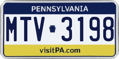 PA license plate MTV3198