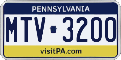 PA license plate MTV3200