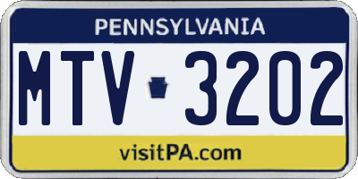 PA license plate MTV3202