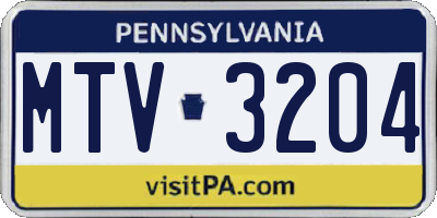 PA license plate MTV3204