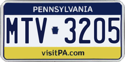 PA license plate MTV3205